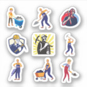 Stickers van steenkoolmijnwerkers (Voorkant)