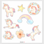 Stickers van Unicorn Waterverf (Vel)