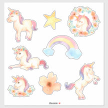 Stickers van Unicorn Waterverf