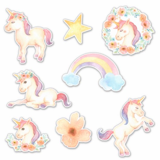 Stickers van Unicorn Waterverf (Voorkant)