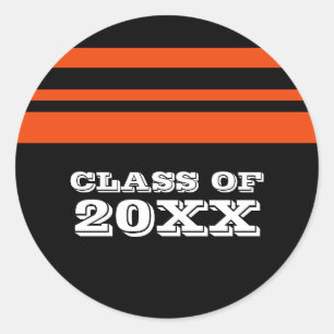 Stickers van zwarte/Oranje bandstrepen Afstuderen