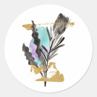 Stickers verpakking met Protea bloem en gouden ele