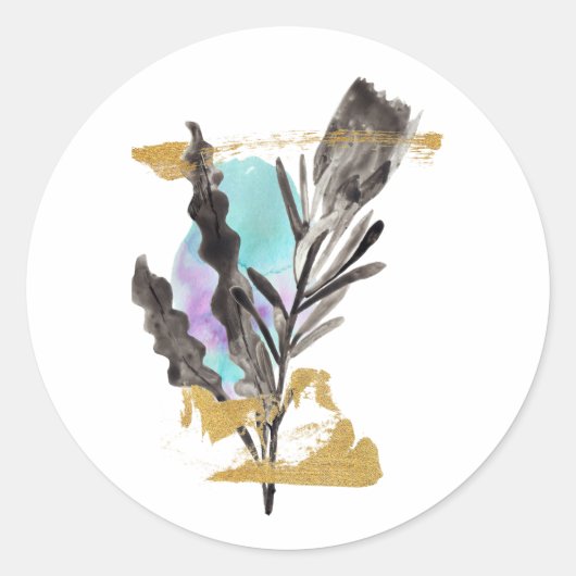 Stickers verpakking met Protea bloem en gouden ele (Voorkant)