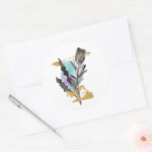 Stickers verpakking met Protea bloem en gouden ele (Envelop)