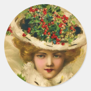 STICKERS-Victoriaans kerstman Ronde Sticker