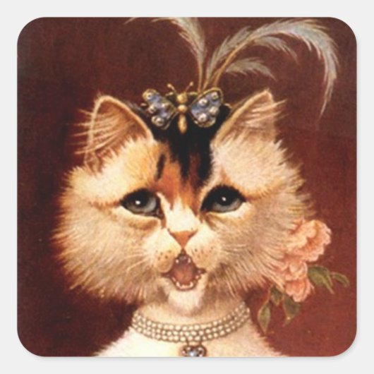 STICKERS Victoriaans Zingende salon Cat Jewel Squa (Voorkant)
