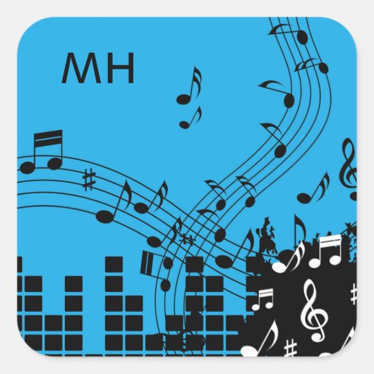 Stickers voor aangepaste monogram muziekillustrati (Voorkant)