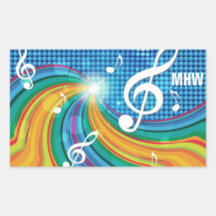 Stickers voor aangepaste monogram muziekillustrati
