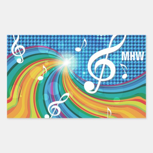 Stickers voor aangepaste monogram muziekillustrati (Voorkant)