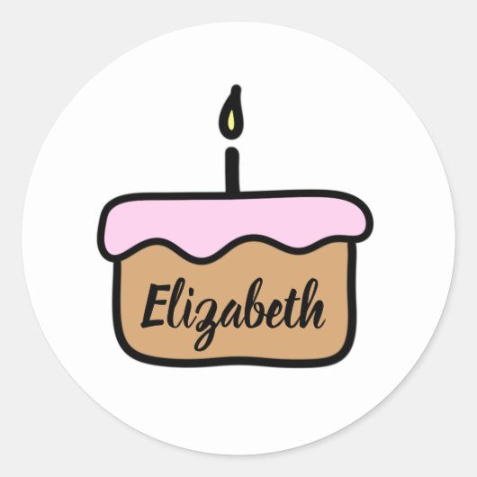 Stickers voor aangepaste verjaardagstaart | Roze (Voorkant)