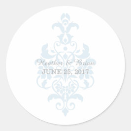 Stickers voor blauwe subtle Damask Wedding