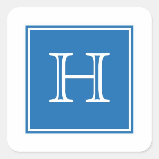 Stickers voor blauwvierkant monogram (Voorkant)