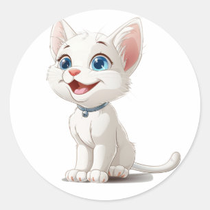 Stickers voor Cat Lovers Schattige White Cat