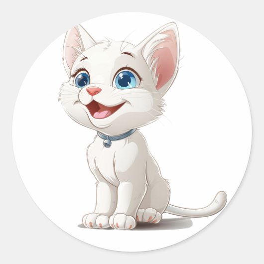 Stickers voor Cat Lovers Schattige White Cat (Voorkant)