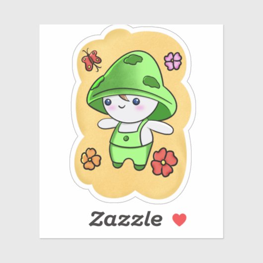 Stickers voor Cute Mushroom Character (Vel)