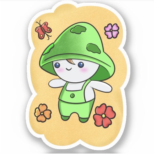 Stickers voor Cute Mushroom Character (Voorkant)