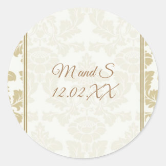 Stickers voor de bruiloft van Cream Gold Damask