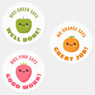 Stickers voor de toekenning van drie vruchtensoort
