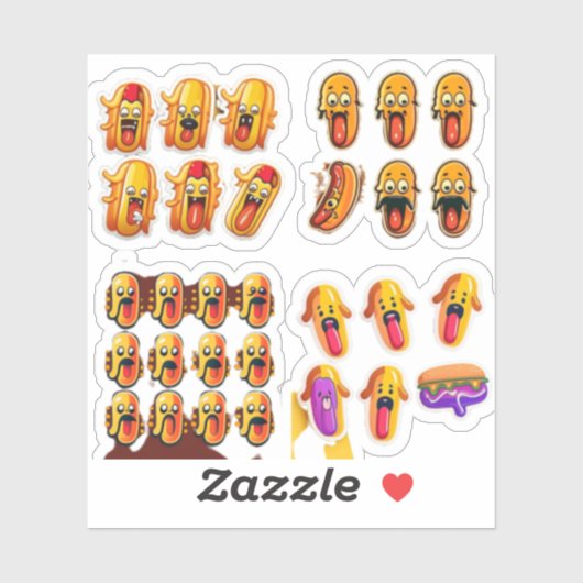 Stickers voor een cartoon hotdog groep (Vel)