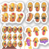 Stickers voor een cartoon hotdog groep (Voorkant)