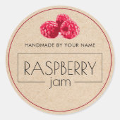 Stickers voor frambozenjam met een etiket op klein (Voorkant)