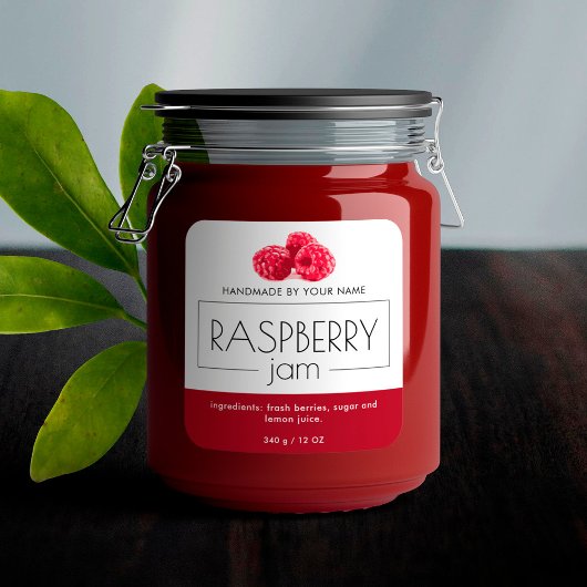 Stickers voor frambozenjam-productlabel Verpakking