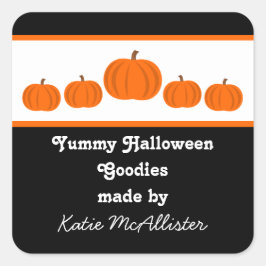 Stickers voor het baketiket van pompoen Row Hallow