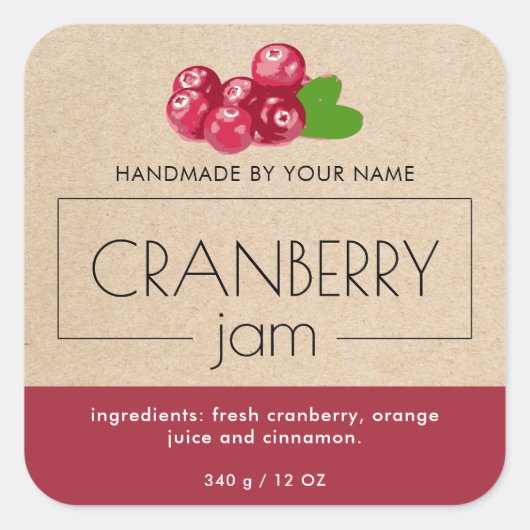 Stickers voor het etiketteren van cranberry jam (Voorkant)