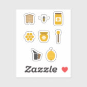 Stickers voor honing, bijen en bijenteelt (Vel)