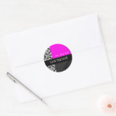 Stickers voor hot-roze en zwarte Damask Wedding (Envelop)