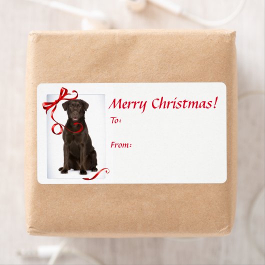 Stickers voor kerstcadeaus met chocolade in het la (Insitu)