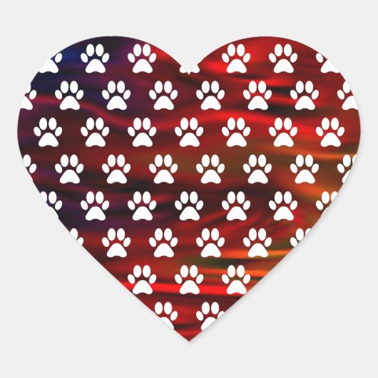 Stickers voor kleurrijke hartenpaw afdrukken (Voorkant)