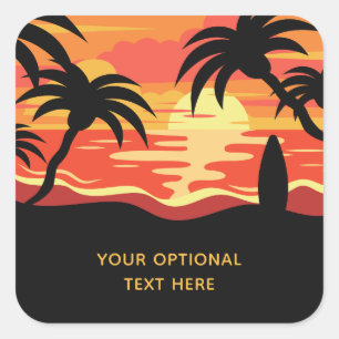Stickers voor Tropical Sunset-aangepaste tekst