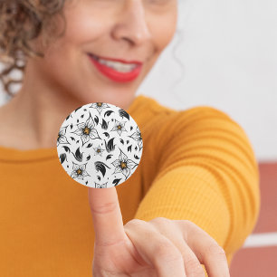 Stickers voor zwarte en witte Floral