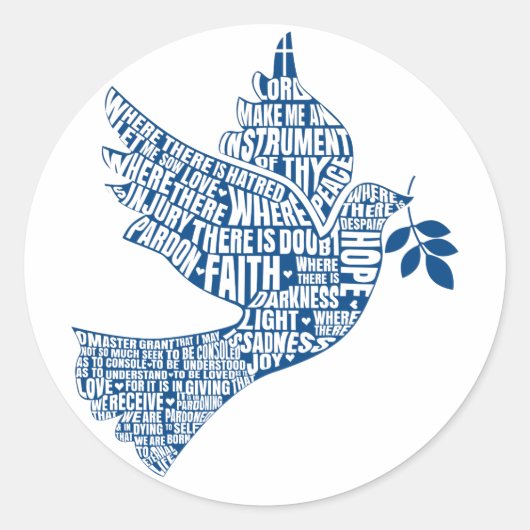 Stickers: Vredesinstrumenten (Sint Franciscus) Ronde Sticker (Voorkant)