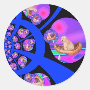 Stickers: Wheaten Terrier Fantasy Journey Ronde Sticker