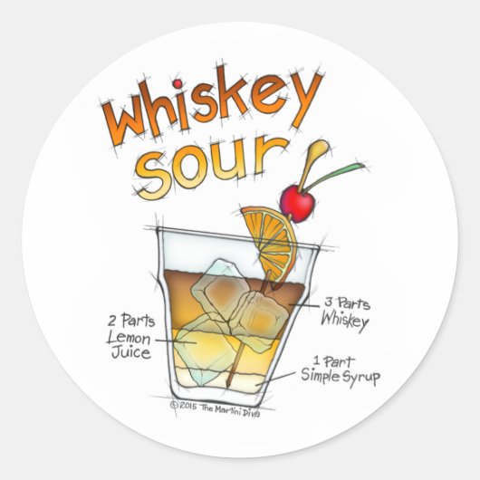 STICKERS - WHISKEY ZURE RECEPT COCKTAIL ART (Voorkant)