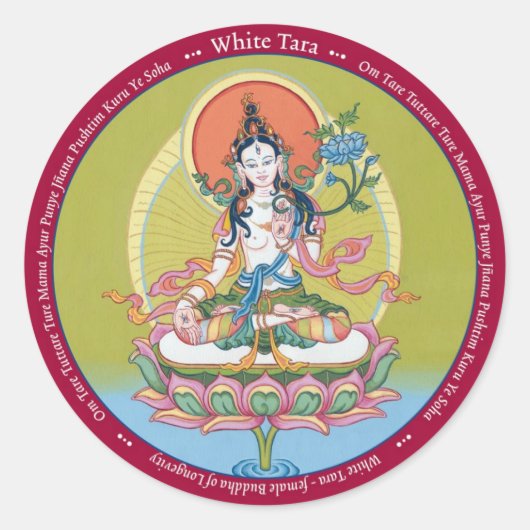 STICKERS White Tara - met mantra (Voorkant)