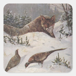STICKERS Wildlife Fox Jacht fazant vogelsneeuw