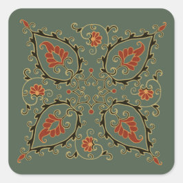 Stickers with velvet green Uzbek design