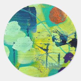 Stickers/zegels in open weide/fenceposts ontwerp ronde sticker