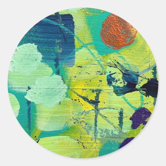 Stickers/zegels in open weide/fenceposts ontwerp ronde sticker (Voorkant)