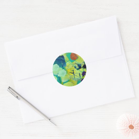 Stickers/zegels in open weide/fenceposts ontwerp ronde sticker (Envelop)