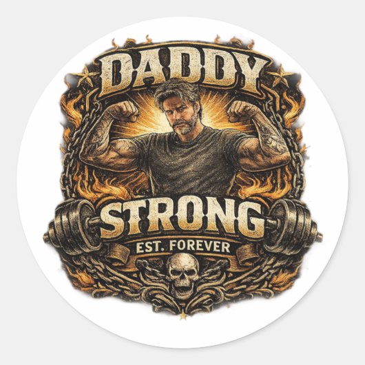 StickerSterke Papa Grappige Fitness Vader Sticker  (Voorkant)