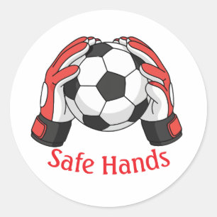 StickerVeilige handen Keeper Voetbal Bal Klassieke Ronde Sticker