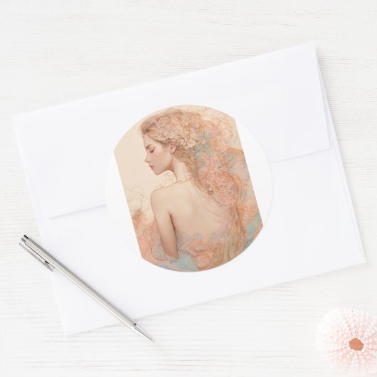 StickerWhimsy in Bloom" Ronde Sticker (Envelop)