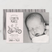 Stickfiguren op tandem fiets met baby zetel kaart (Voorkant / Achterkant)