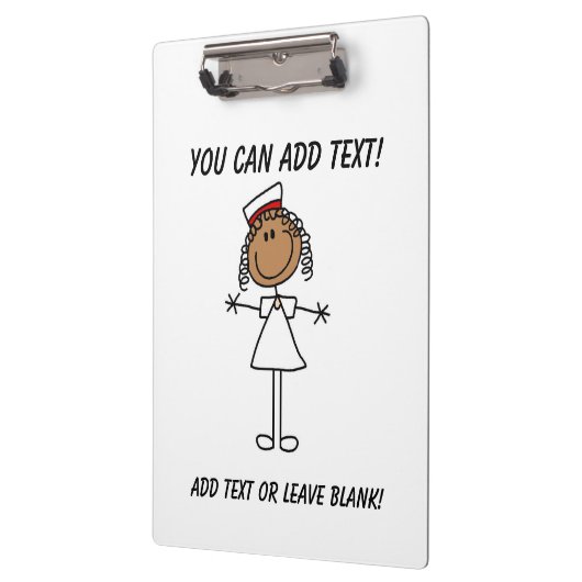 Stickfiguur Afrikaans-Amerikaanse verpleegster Kle Klembord (Links)