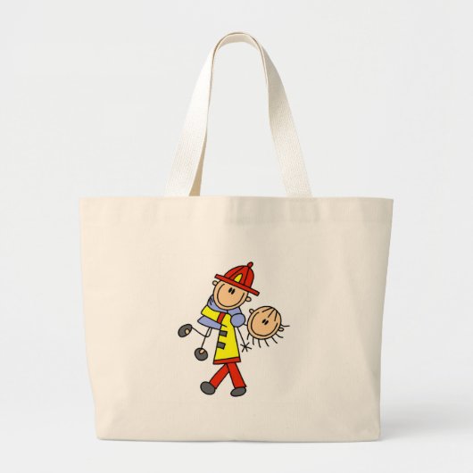 Stickfiguur brandweerman Redt Levens Tas (Voorkant)