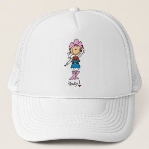 Stickfiguur Cowgirl in Roze Hoed/Laarzen Hoed Trucker Pet